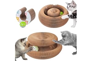 WAQIZCXZ Foldable Magic Organ Cat Scratcher Toys, Accordion Scratch Pad with Ball, Recyclable Interactive Kitty Kurlz Toy for Indoor Cats and Kittens