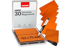 GAUDER Etichette magnetiche | (120 x 70 mm) Etichette per lavagna | Calamite da frigorifero