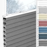 bobodeco Wabenplissee Plissee ohne Bohren Verdunkelung Klemmfix Thermo Verdunklungsplissee, Grau-Weiß 40x130 cm(BxH), 100% Ve