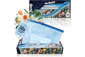 ‎COM-FOUR com-four® 30x Gefrierbeutel 3 Liter zum Verschließen, wiederverschließbare Frischhaltebeutel zur Lebensmittelaufbewahrung - Allzweckbeutel für Aromaschutz & Vitaminfrische bis -40°C (3 L - 30 Stück)