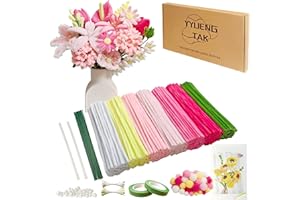 YYUENG TAK 500 piezas Limpiapipas Manualidades degradado Rosa,Set de Limpiapipas Flores, con Instrucciones y varios accesorios,para Regalos Artesanales y Decoración del Hogar,Pipe Cleaner Flower kit