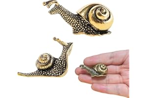 ZAYIO Mini Brass Snail Statues Set of 2, Vintage Gold Figurines for Desk or Living Room Decoration, Small Brass Animal Ornaments for Home Interior Decor, Detailed Snail Garden Statues Sculpture