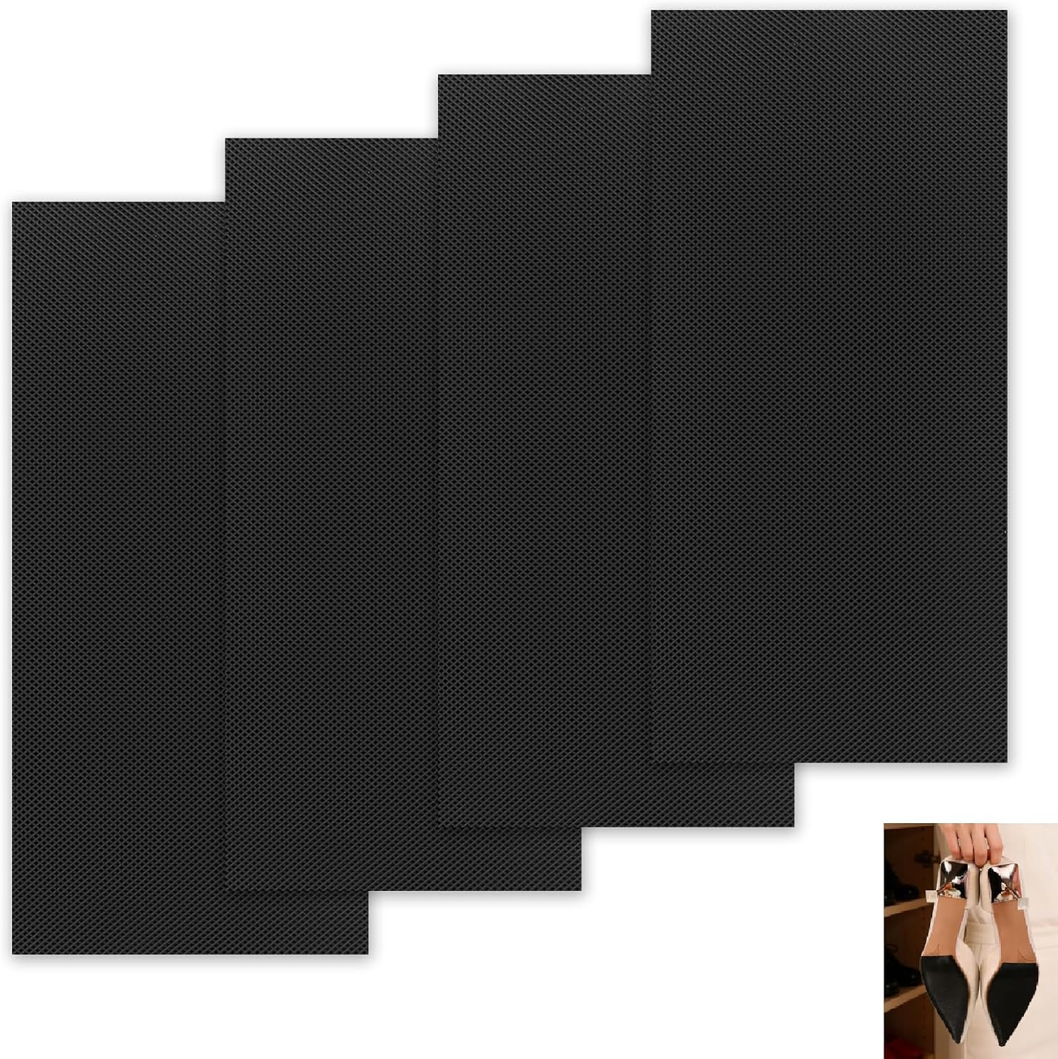 4 Piezas Plantilla Antideslizante para Zapatos, Protectores para Suelas de Zapatos Recortables, Suela Antideslizante Autoadhesiva para Tacones Botas de Cuero Sandalias, Reducción de Ruido Negro