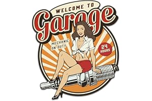 Finest Folia Adesivo motivi retrò vintage sticker Old School Ace Kult Rockabilly decorative per auto moto casco garage (R149-01 Garage mechanic)