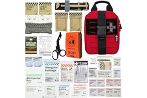 RHINO RESCUE IFAK - Kit de primeros auxilios para trauma de emergencia táctico con gasa y vendaje para caza, camping, viajes (Rojo PRO)