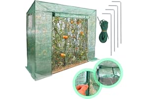 Jiubiaz Invernadero de Jardín Exterior con Pantalla Rejilla de PE (140g/㎡), 200x80x170 cm/150 cm, para Tomates, Terraza, Verde
