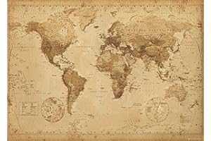 GB Eye Ltd, World Map, Antique Style, Poster Gigante (100 x 140 cm)