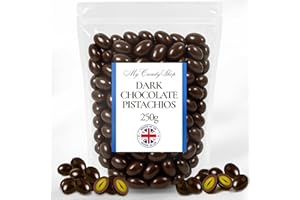 MYCANDYSHOP Dark Pistachio Chocolate Nuts 250g - Handcrafted Chocolate Pistachio Nuts with 47% Cocoa - Palm Oil Free- Gourmet Snack for Entertaining, Gifting & Desserts