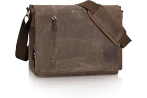 Leathario Canvas Messenger Bag, 13 14 15.6 inch Laptop Bags, Lightweight Crossbody Bag, Computer Shoulder Bag for Men Women