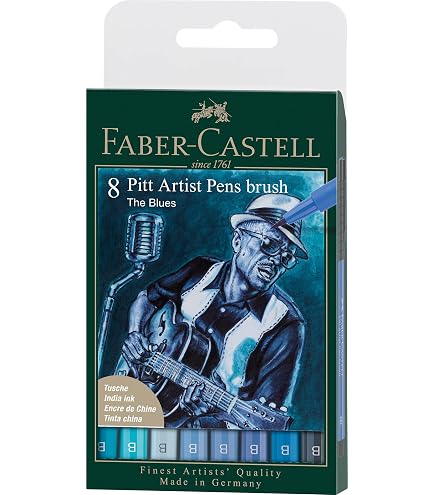 Set Crayons Encre De Chine Faber-Castell Pitt - 6 Couleurs, Pointe Pinceau - Art Et Dessin