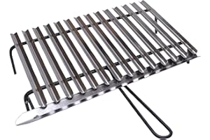 Fonderia Bongiovanni Grille en acier inoxydable pour barbecue avec récupération des huiles, avec kit d’outils et gobelet récupérateur d'huile 50x35 cm