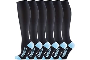 CAMBIVO 6Pares Medias de Compresión Mujer Hombre, Calcetines Compresion 20-30mmHg, Medias de Compresion Varices, para Deporte, Running, Ciclismo, Senderismo, Baloncesto, Fútbol, Viaje Avion