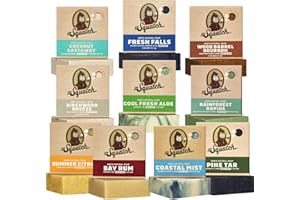 Dr. Squatch Men's Soap Bar Gift Set 10 Bars – Coconut Castaways, Fresh Falls, Wood Barrel Bourbon, Birchwood Breeze, Cool Fresh Aloe, Rainforest Rapids, Summer Citrus, Coastal Mist, Pine Tar, Bay Rum