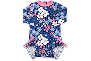 BesserBay Baby Mädchen Süße Rash Guard Einteiliger UPF 50+ Langarm Badeanzüge 0-36 Monate