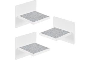 NOVECRAFTO Wandmontierte Katzenstufen – Set Mit 3 Weißen Quadratischen Stufen, 20 cm Breit, Geeignet Für Große Katzen – Hält Bis Zu 20 kg Schwimmende Katzenregale Mit Traktionsgeweben