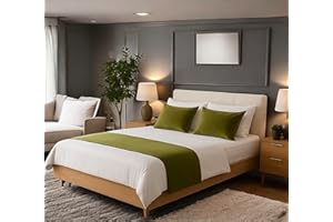 VELVETON Velvet Bed Runner Bed Scarf Handmade Reversible Perfect For Home and Hotel. (Olive, King 48 x 250cm (18" x 98"))