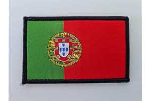 MateyCo Parche con Velcro Bandera Argentina, Portugal, Noruega, Tejida oficial 8 cm x 5 cm para Mochila, Chaleco, Gorras. Parche para Ropa Militar y Motera (Portugal)