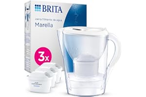 BRITA Jarra filtradora de agua MAXTRA Marella, 3x filtro Pure Performance | Blanca (2.4L) jarra apta para puerta de frigo con pantalla digital y tapa abatible, reduce PFAS, cloro, cal e impurezas
