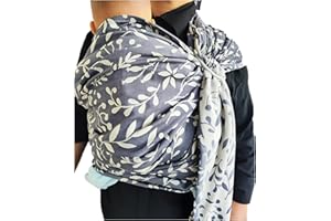 Shabany® - Ring Sling Tragetuch - 100% Bio Baumwolle - Babybauchtrage für Neugeborene Kleinkinder bis 15 KG - inkl. Baby Wrap Carrier Anleitung - silber (elegant)