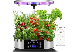JustSmart Sistema di coltivazione idroponica, Smart WiFi Garden 12 Pods, 5 modalità di illuminazione con lampada LED per piante da 30 W, per interni di erbe aromatiche, 76 cm, altezza regolabile,