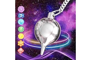 MAJESTIC'S Péndulo Adivinación de Radiestesia Gota de Agua Luzi en Latón Plateado y su Cadena (26 GR) – Pendulo Divinatorio Universal – Magnetizador, Zahorí, Clarividencia – Esoterismo
