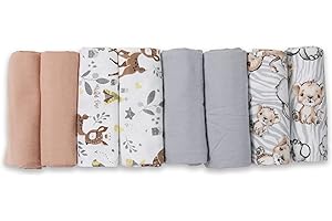‎FENSILO FENSILO Moltontücher, Spucktücher Baby, 8er Pack, 80x80cm, Spucktuch 100% Baumwolle Flanell Moltontuch Unisex Spucktücher für Jungen oder Mädchen-girl2 Africa-Gray