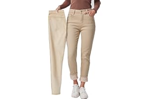 Fakanhui Jeans thermiques d'hiver doublés en polaire pour femme
