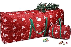 4TH EMOTION Christmas Tree Storage Bag Fits for 9ft Artificial Tree, Waterproof Large Holiday Xmas Disassembled Tree Bags 6ft, XL Assembled Tree Duffel Bag with Ornament Storage Bag(Red)