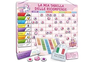 LIKARTO Tabella delle Ricompense per Bambini - Tabella magnetica con numerose attività e 280 magneti - Stimola i bambini a comportarsi bene - Calendario bambini montessori - Rosa
