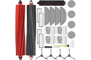 RUKHOOL Kit Accessori Ricambi per Roborock S8 MaxV Ultra Ricambio 2 Spazzola Principale, 4 Sacchetti di Polvere, 4 Panni per Mocio, 4 Tamponi Piccoli Mop, 4 Filtri Antipolvere, 8 Spazzole Laterali