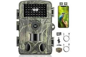 YOVOCA Fototrappola 4K, Fototrappole Infrarossi Invisibili 60MP, 120° WiFi Fotocamera Caccia con SD da 32 GB, Foto Trappola di Sorveglianza per Animali Movimento Attivato Visione Notturna