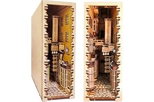 SURUIM Madera Diagon Alley Book Nook Kit Sujetalibros Soporte Estantería Insertar DIY Sujetalibros Decoración Modelo Kit de construcción Accesorios Libros Decorativos de Lujo Adornos (versión de Lujo)