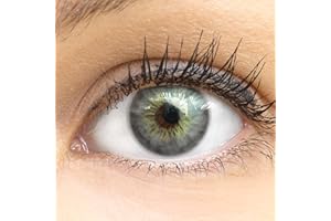 GLAMLENS Lenti a contatto colorate grigio Madrid Gray - con porta lenti a contatto - grigio naturali in silicone idrogel - 2 pezzi - DIA 14,00 - senza correzione 0.00 diottrie lente a contatto