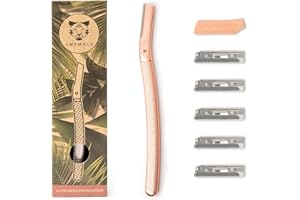 ‎ANYMALE ANYMALE® Gesichtsrasierer mit 5 Klingen - Augenbrauenrasierer aus Metall - Damen Rasierer für Flaumhaare - Gesichtshaarentferner für Frauen - Dermaplaning Tool - Rosegold