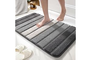 wyewye Microfibre Bath Mat, Door Mat, Bath Rug, Super Absorbent Bathroom Rug 40x60 cm, Grey