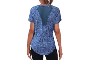 Wayleb Women's Short Sleeve, Crew Neck Sports T-Shirt, Lightweight, Breathable, Functional Top, Mesh Back, Loose, Long, for Running, Training, Fitness, Yoga, S–XXL