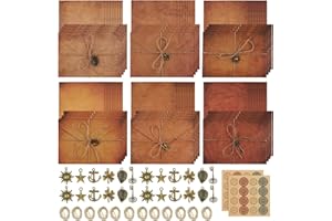 SAMSYOKI Vintage Briefpapier mit Umschlag Set, 48 Blätter Briefpapier, 24 Umschlägen, 24 Retro Schlüsseln, 24 Hanfseilen, 4 Seal Stickers Kraftpapier Umschläge für Hochzeits Einladung Grußkarten