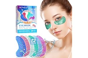 IDUCEN Augenpads, 12 Paar Augengel mit natürlichem Meereskollagen, Hyaluronsäure, Perlen-Augenmaske für geschwollene Augen, Augenringe, Tränensäcke, Anti-Aging-Augenklappen, Faltenreduzierung