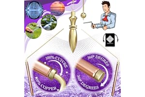 MAJESTIC'S Baguettes de Sourcier Professionnelles Manches 100% Cuivre & Pendule Divinatoire Egyptien THOT de Radiesthésie - Baguette de Sourcier x2 - [Garantie à Vie]