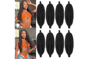 Mscat 20 Inch Pre-Separated Springy Afro Twist Hair 8 Packs Natural Black Marley Twist Crochet Braiding Synthetic Hair Extensions (8 Strands/Pack,1B#)