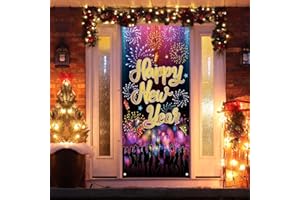 KATOOM Happy New Year Decoration 2024 New Year Door Banner Happy New Years Eve Photo Backdrop Door Covers Party Accessories Table Cloth Indoor Outdoor Wall Decoration(182 x 91 cm)