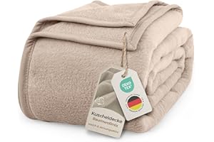 ‎LAYNENBURG LAYNENBURG Premium Baumwolldecke 150x200 cm - Oeko-TEX 100 - Baumwollmix Kuscheldecke - Decke als Wohndecke, Sofa-Decke & Couchdecke - Wolldecke kuschelig-warm aus Baumwolle (beige)