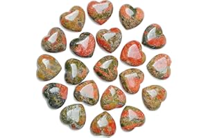 MAIBAOTA Unakite Crystal Heart Healing Crystals Gemstones Pocket Nature Spiritual Energy Gem Stones Set Gifts for Women Reiki Divination Balancing Yoga Meditation 10PCS