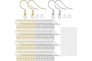 HOINY Earring hook 100 PCS/50 Pairs Sterling Silver Hooks, Hypoallergenic with Clear Silicone Back Stoppers for DIY Jewelry Making