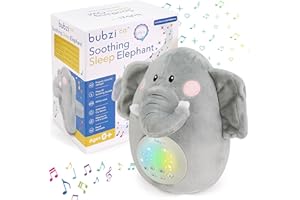 ‎BUBZI CO Bubzi Co Music Box Baby Scream Activated Sensor White Noise Toy Sleep Aid Elephant Sound Machine Toddler Sleeping Aid Night Light Unique Baby Gift Pram