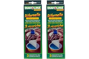 FEI FAN Vaschette gel combustibile RIFORNELLO, Ideale per Fondue, Bourguignonne, Bagna Cauda, Creme, Salsa ecc. senza fumo e senza odori, Confezione da 3 ricariche in vaschette sigillate. (3x80g.) (2 Unità)