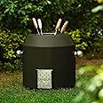 HAUS OF BARS by Speedx- Charcoal Tandur with 4 Skewers | Home Cooking Tandoor Crafted with a Blend of Clay & Metal, (20x20x20) Inches, Cylindrical (Royale Green)