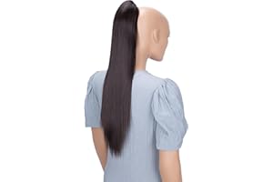 ‎CAISHA CAISHA by PRETTYSHOP 60cm Glatt Pferdeschwanz Mit Butterflyklammer Haarteil Zopf Hitzebeständig Haarverlängerung Schokobraun H604