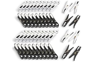 culiclean – Mollette per Bucato – 48 Pezzi – Design Fiore – Mollette Panni Resistenti – Antisegno per Bucato – Colori Assortiti – bianco-nero/nero-bianco