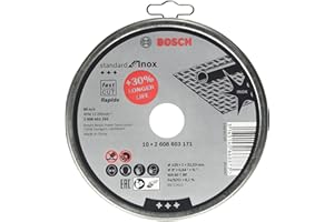 Bosch Accessories Disque à tronçonner à moyeu plat standard for inox - rapido wa 60 t bf, 125 mm, 22,23 mm, 1,0 mm, Blanc, 125 mm